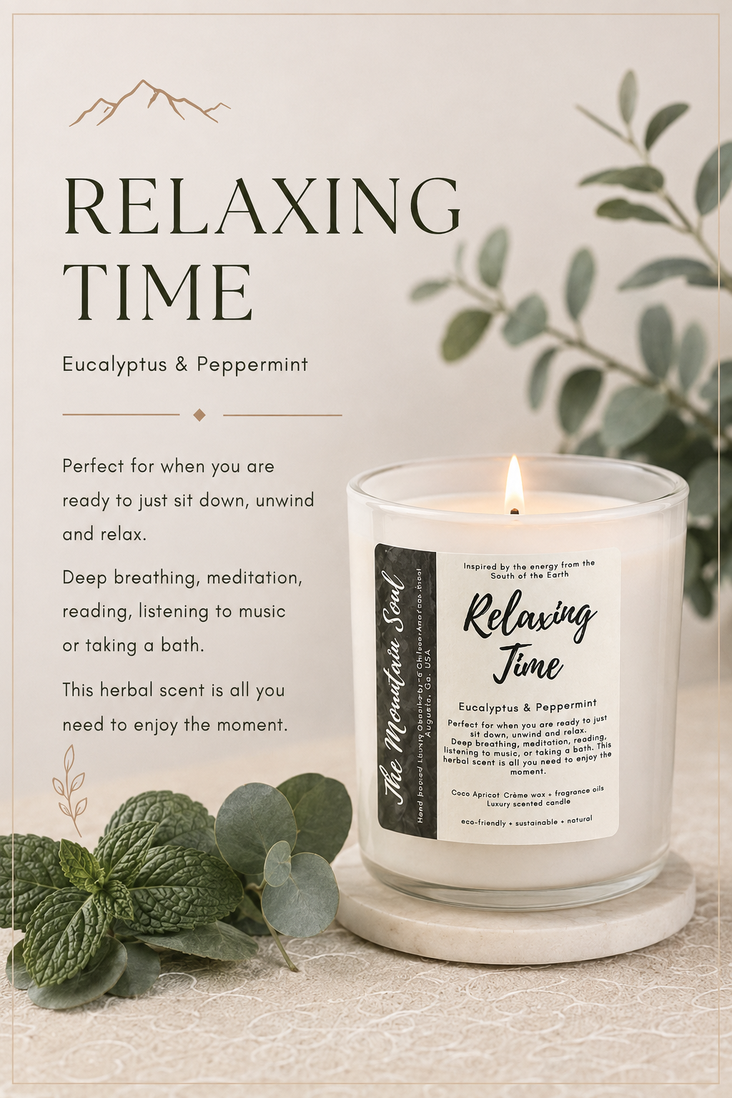 12oz Luxury Vessel Relaxing Time (Eucalyptus and Peppermint)