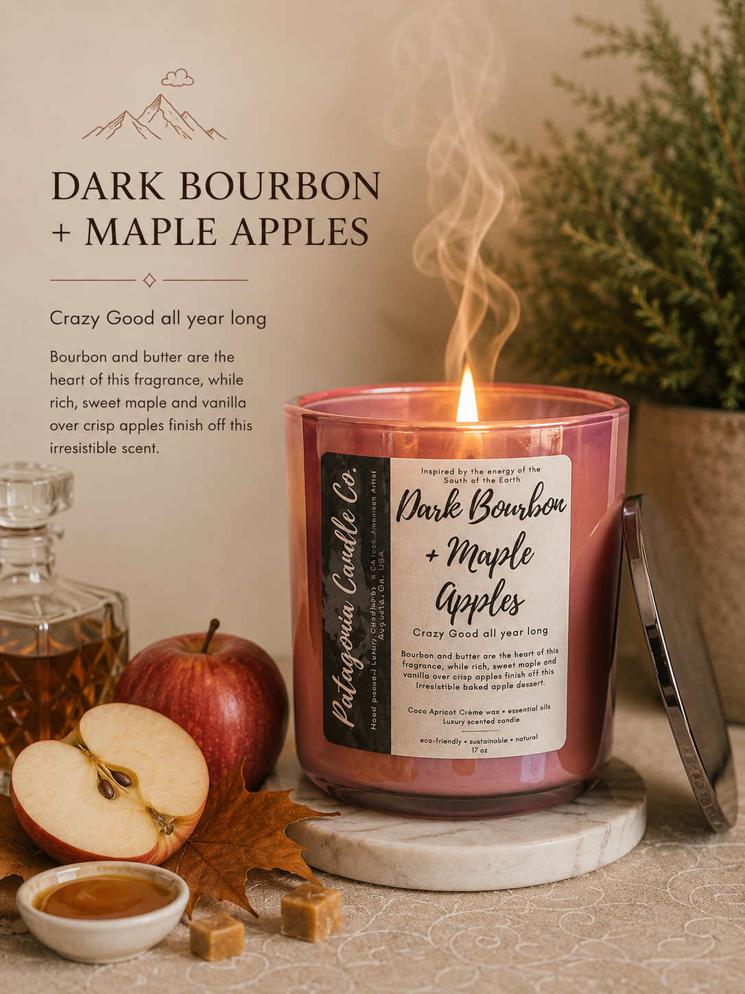 12oz Luxury Vessel Dark Bourbon + Maple Apples