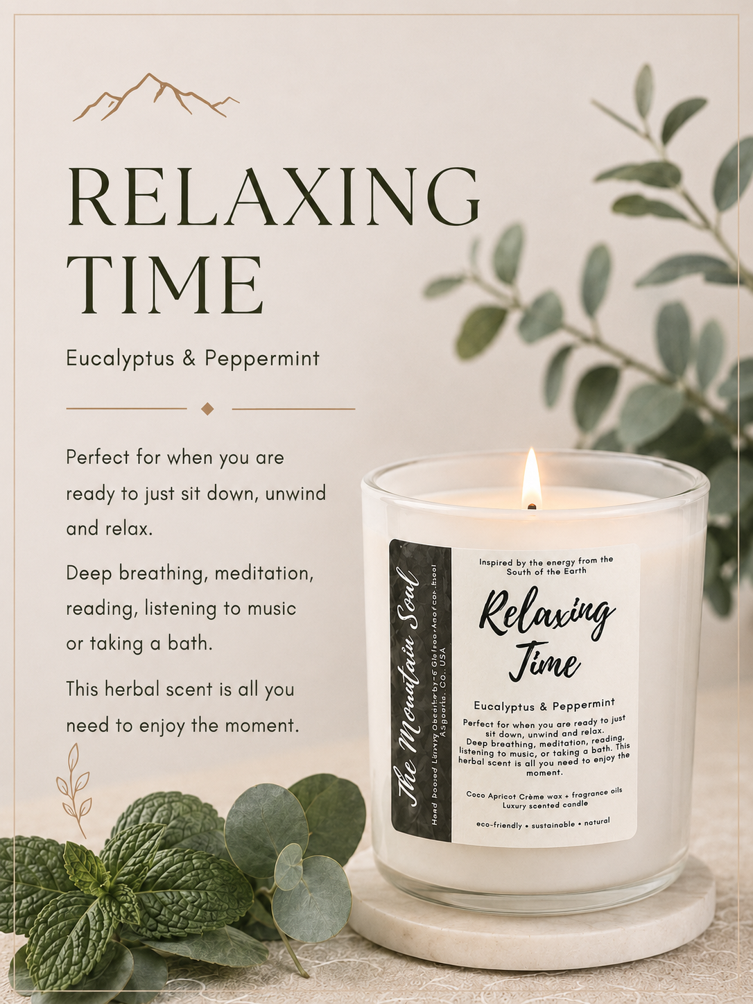 12oz Luxury Vessel Relaxing Time (Eucalyptus and Peppermint)