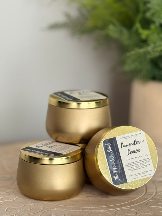 6oz Golden Tin Candle Lavender Lemon