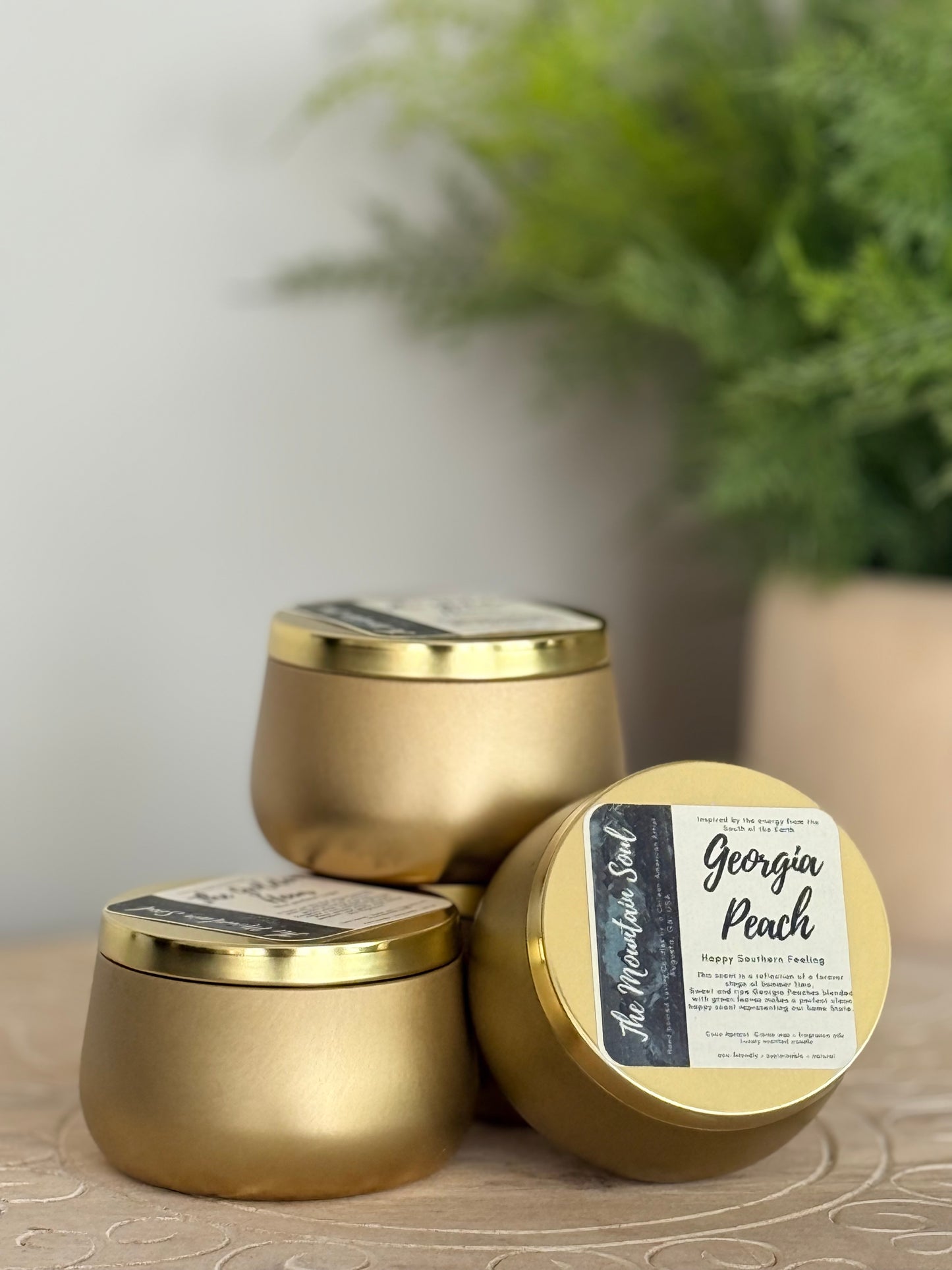 6oz Golden Tin Candle Georgia Peach